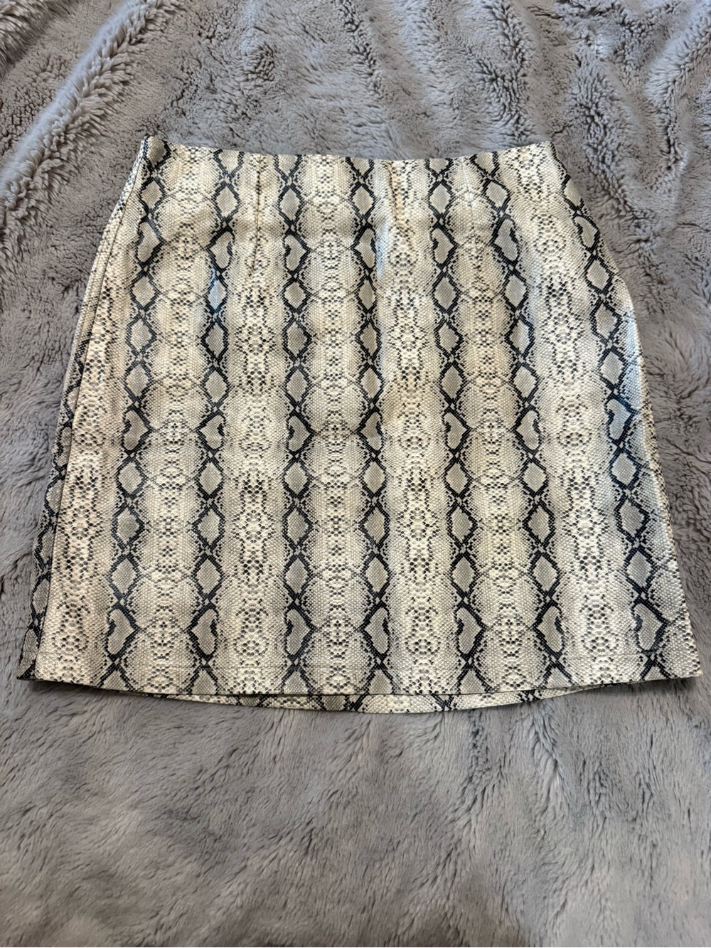 Altar'd State Black and Cream Snake-Print Faux Leather Mini Skirt